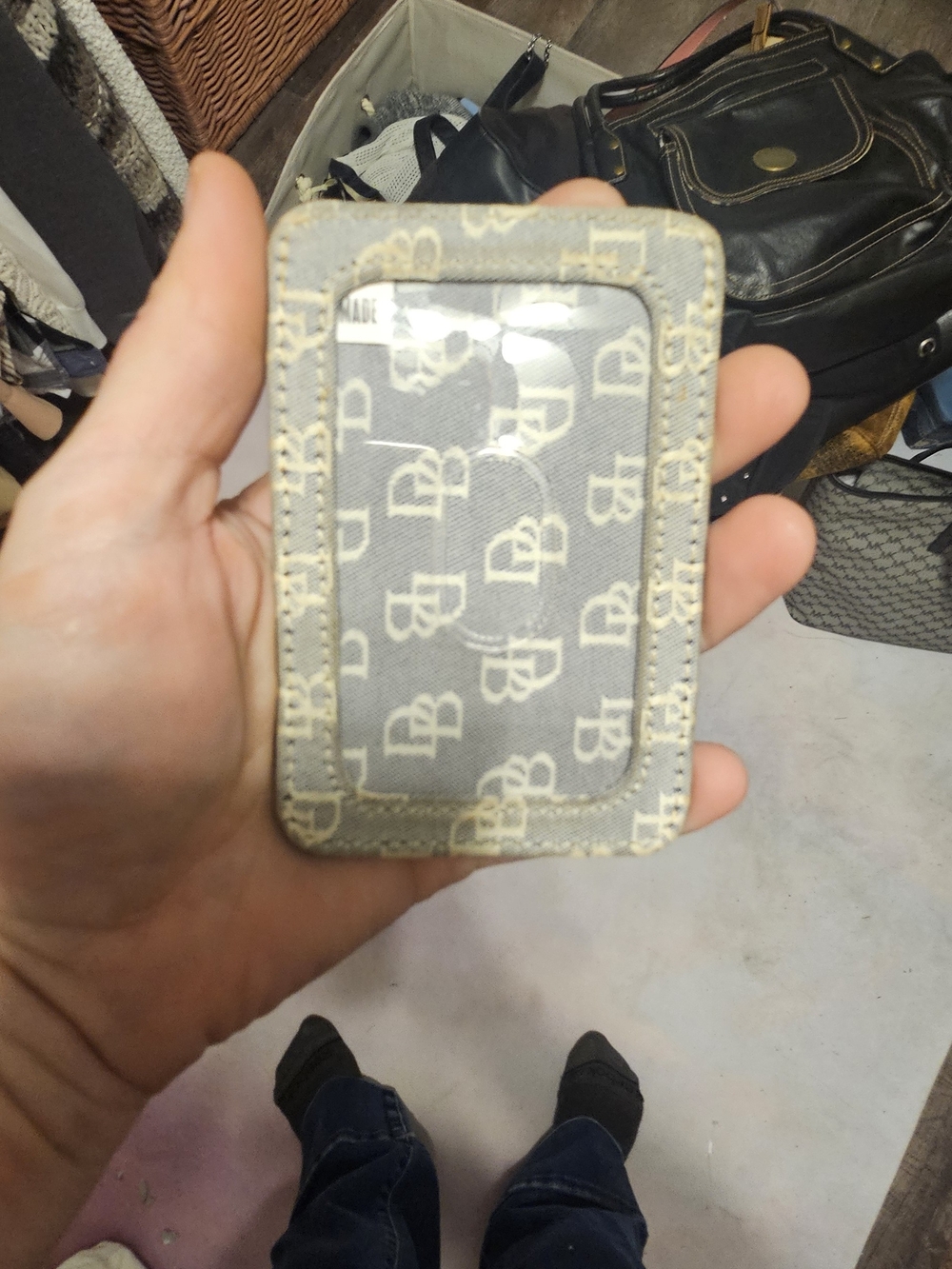 Dooney & Bourke Gray/Blue and Tan ID Card Holder